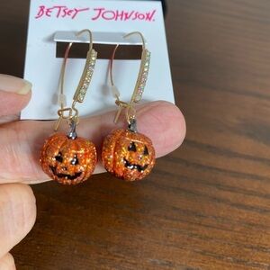 Betsey Johnson Jack O Lantern Pierced Hoop Earrings NEW